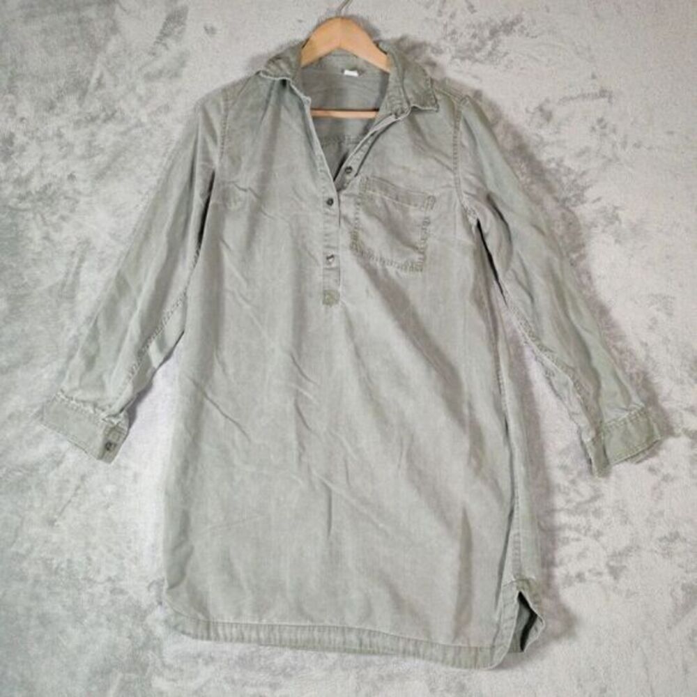 Old Navy Shirt Dress Womens Small Olive Green Long Sleeve 1/4‎ Button Casual